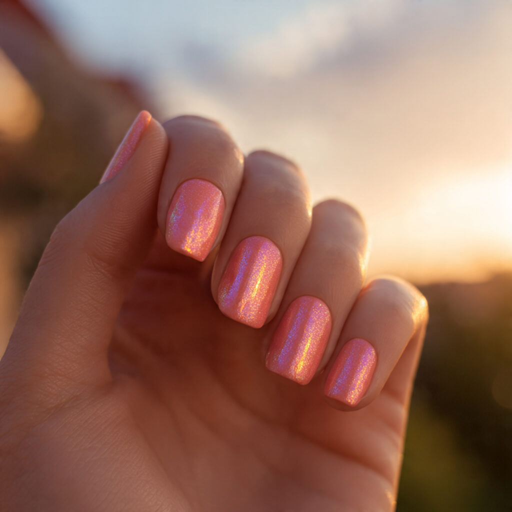 Summer Aura Nails: Dreamy, Glowy Designs You’ll Be Obsessed With 5 close up of one hand with attractive strawberry au