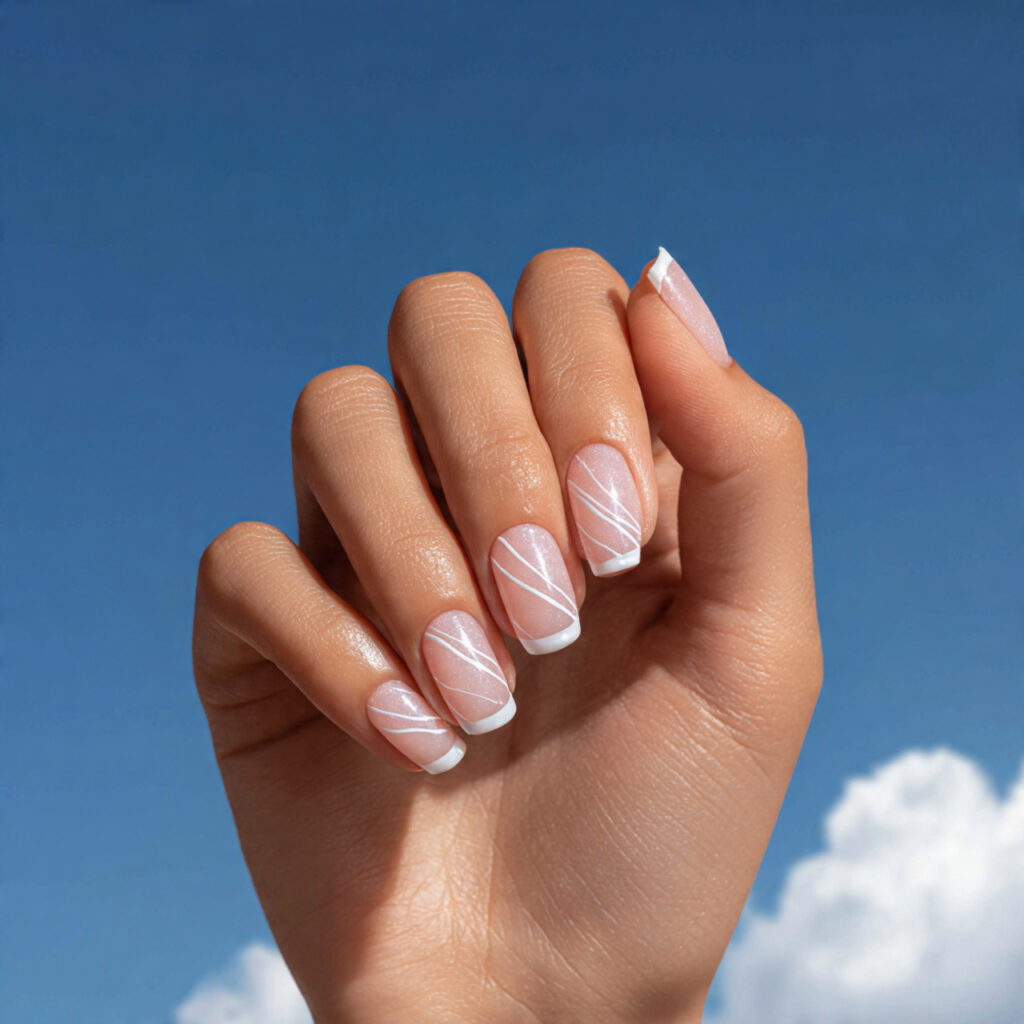 Summer Nails Basic: Soft, Minimal & Beautiful Ideas You’ll Want to Copy 9 minimal white line art nails with glossy finish on