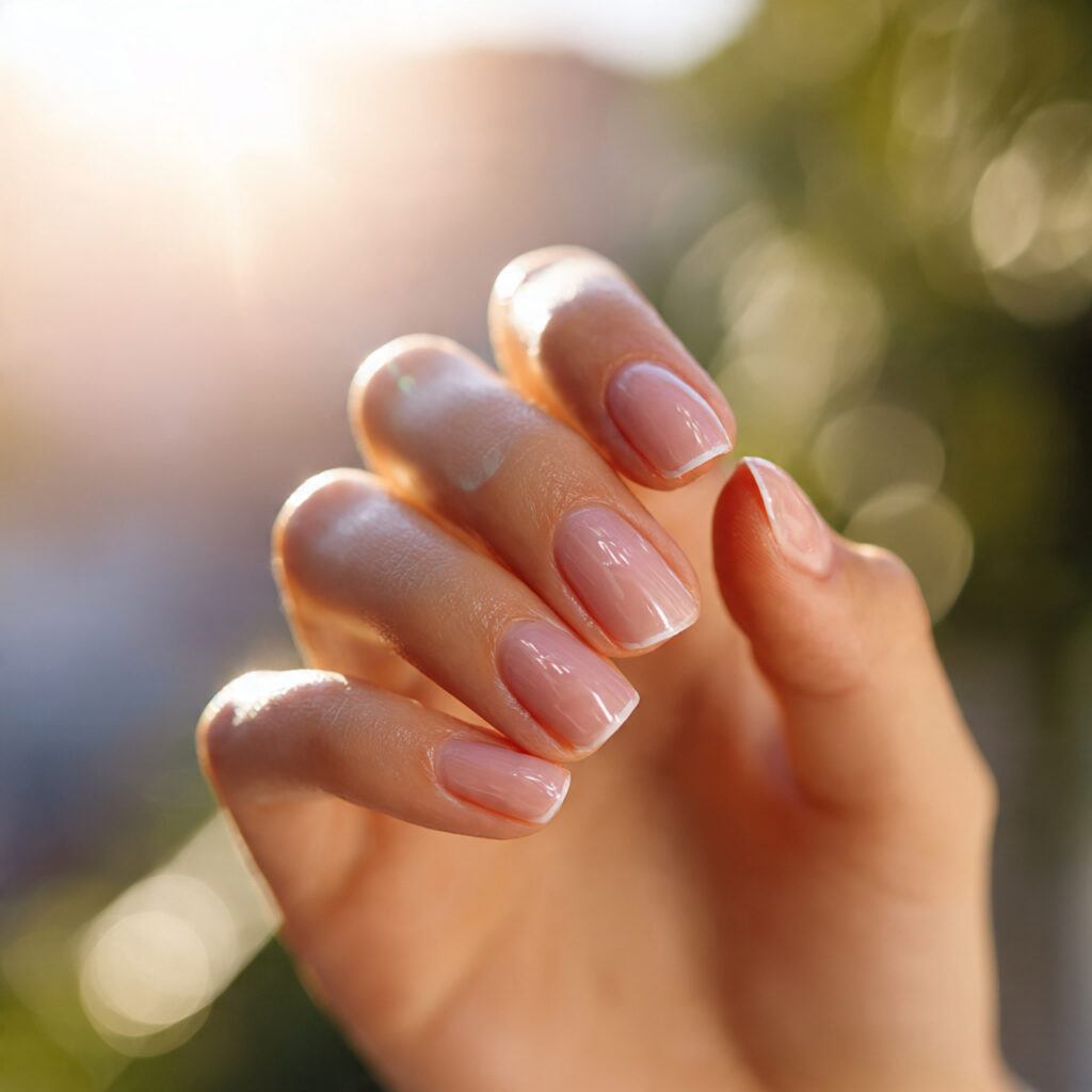 Shellac Nails Summer: Long-Lasting Shine for Your Dreamy Manicure 9 one attractive hand with minimal shellac line art
