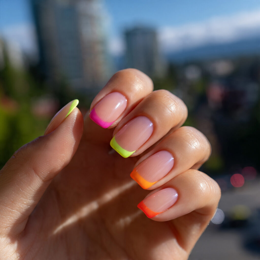 Summer Nails Colorful: Bright, Playful & Totally Aesthetic Ideas 7 one attractive hand with multi color french tip na