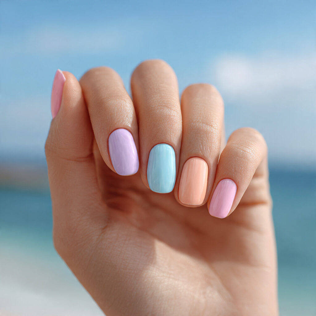 Summer Nails 2026 Square: The Chicest Designs You’ll Want to Copy ASAP 4 one attractive hand with pastel color block square