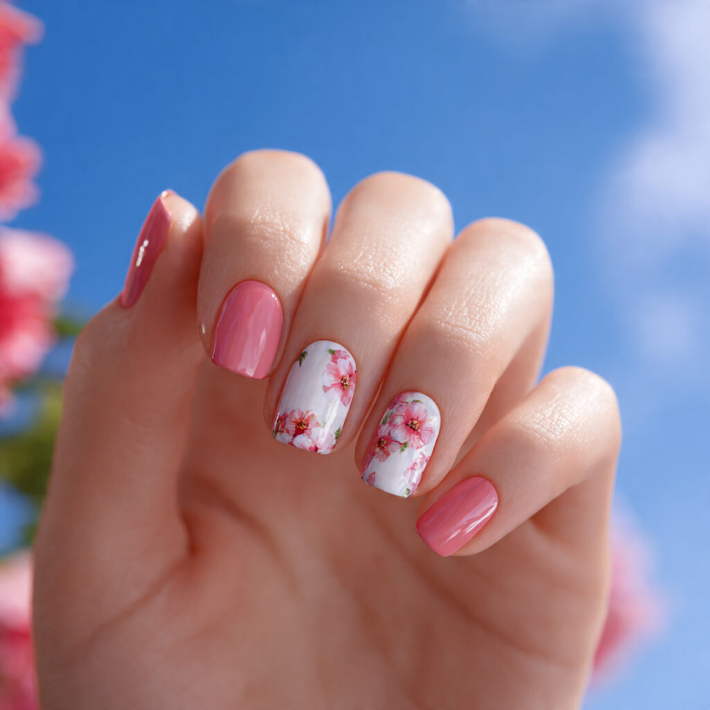 Summer Nails Blooming Gel: Soft, Blended & Dreamy Nail Art You’ll Love 12 one attractive hand with soft pink and white bloom