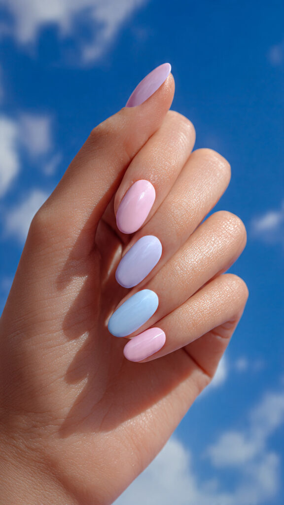 Summer Nails Bright: Bold Colors You’ll Fall in Love With 14 one hand attractive pastel meets bright nails with