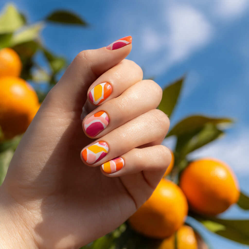 Summer Nails Art: Tiny Masterpieces for Your Fingertips 10 one hand with attractive abstract bright nail art