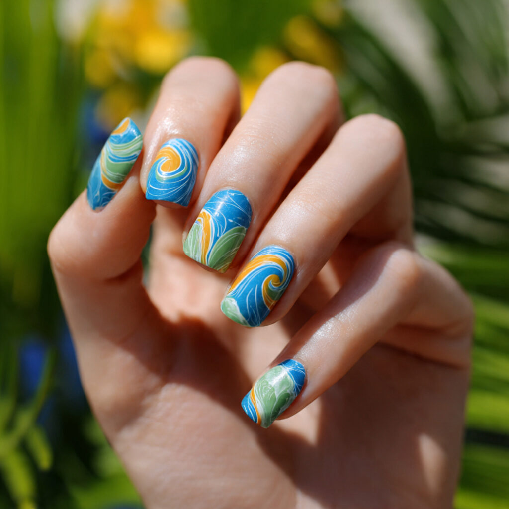 Summer Nails Aesthetic: Soft, Dreamy Looks You’ll Want to Save 12 one hand with attractive abstract swirl nail art g