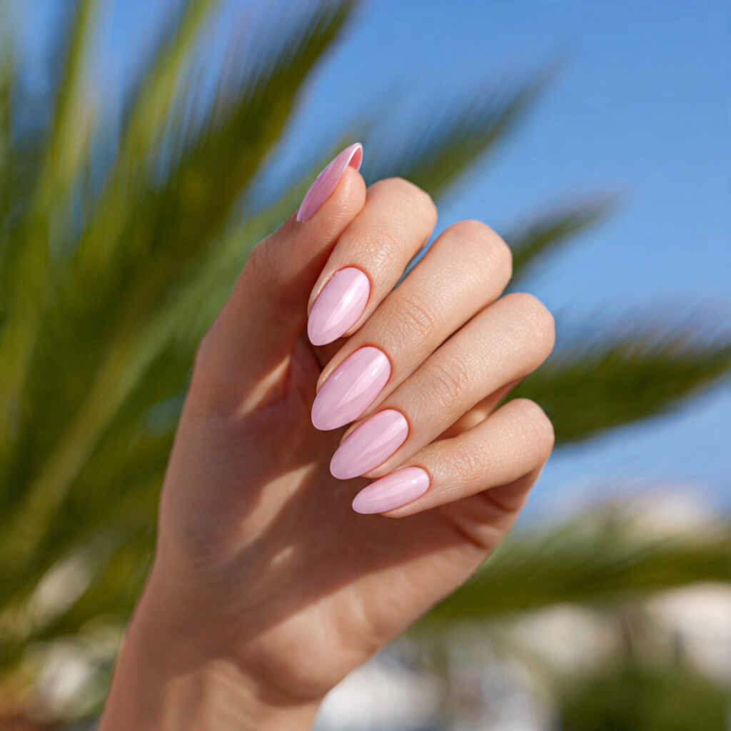 Summer Nails Cat Eye: Magnetic Glow You’ll Be Obsessed With 1 one hand with attractive baby pink cat eye glow gl