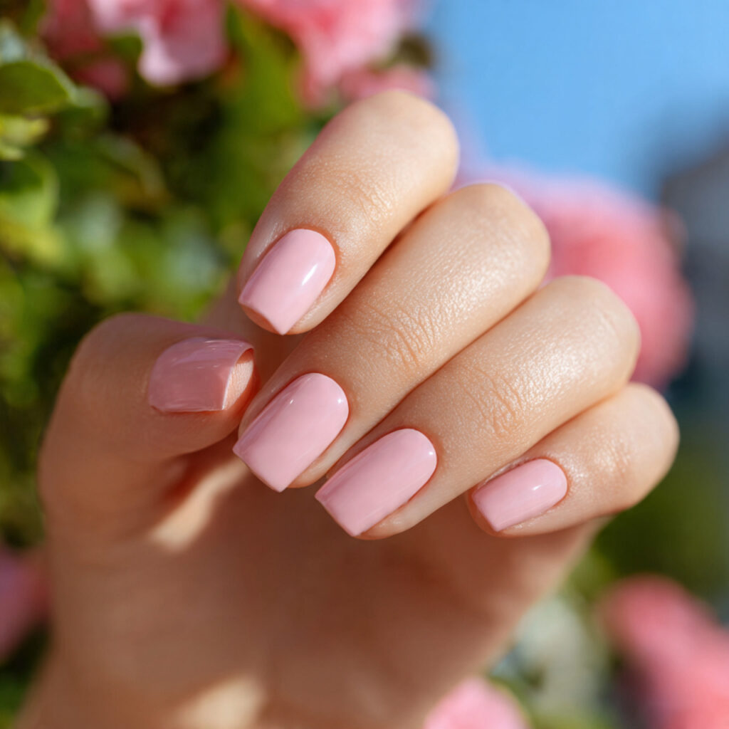 Summer Nails 2026 Square: The Chicest Designs You’ll Want to Copy ASAP 7 one hand with attractive baby pink gloss square na