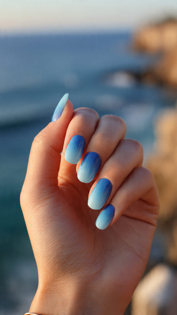 Summer Nails Beach: Ocean-Inspired Looks You’ll Want All Season 3 one hand with attractive blue ombre beach nails gl
