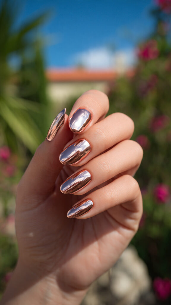 Summer Nails With Designs: 14 Aesthetic Looks You’ll Want to Copy 11 one hand with attractive chrome accent design nail