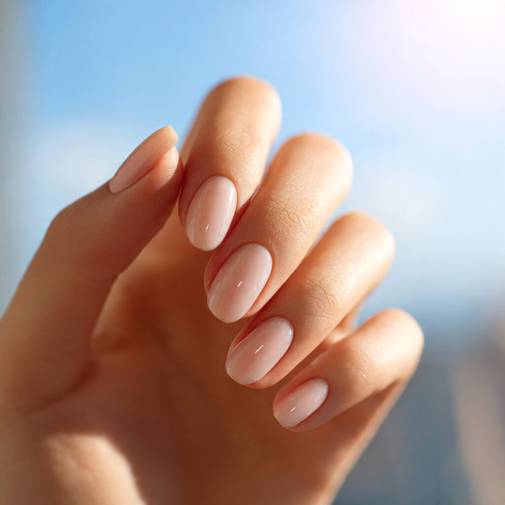 Summer Nails 2026 Simple: Soft, Effortless Looks You’ll Keep Saving 9 one hand with attractive creamy beige clean nails