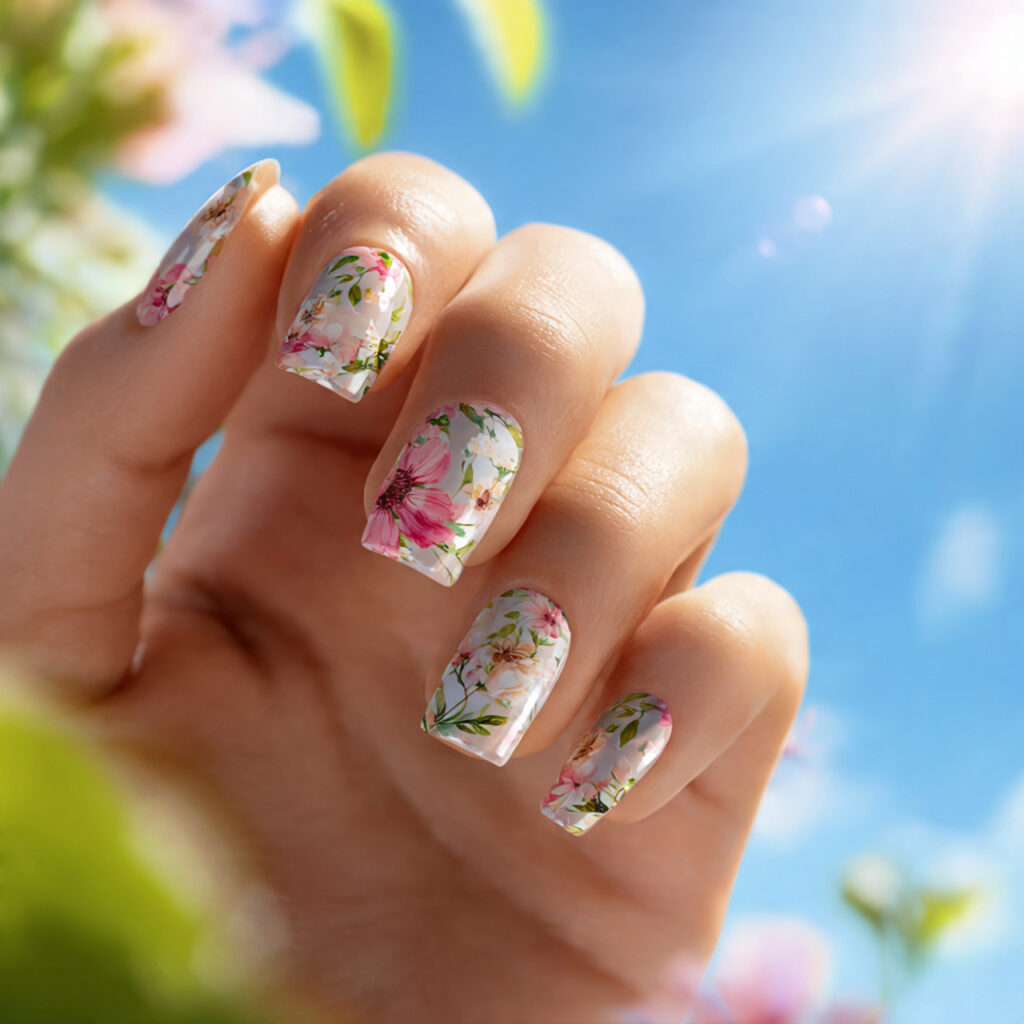 Summer Nails Inspirations: The Dreamiest Looks You’ll Want to Save Instantly 14 one hand with attractive floral summer nail art gl