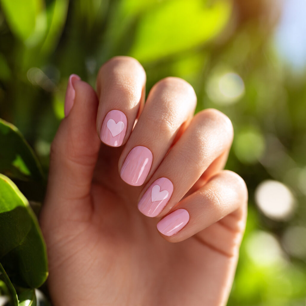 Summer Nails Aesthetic: Soft, Dreamy Looks You’ll Want to Save 9 one hand with attractive heart accent aesthetic na
