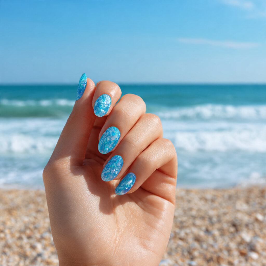 Summer Nails Beach: Ocean-Inspired Looks You’ll Want All Season 14 one hand with attractive jelly blue beach nail art