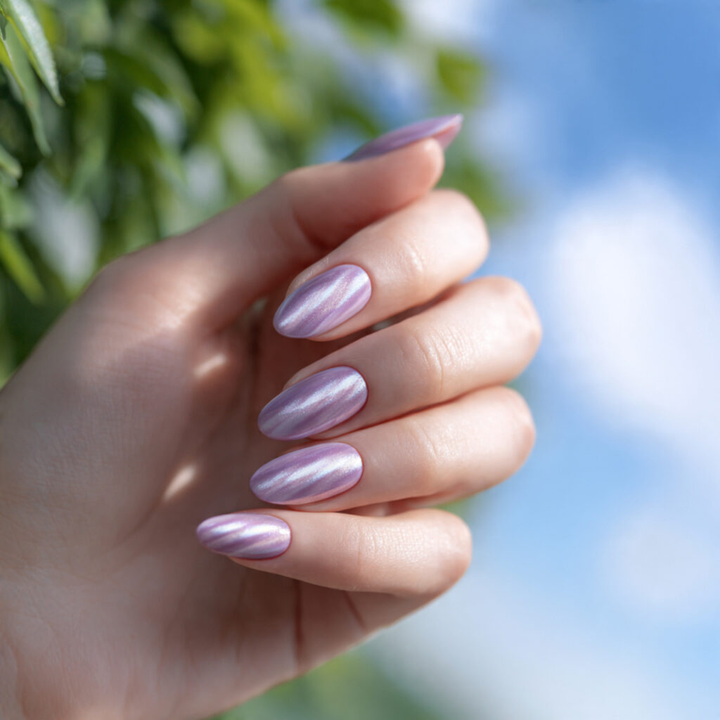Summer Nails Cat Eye: Magnetic Glow You’ll Be Obsessed With 3 one hand with attractive lavender cat eye dream na