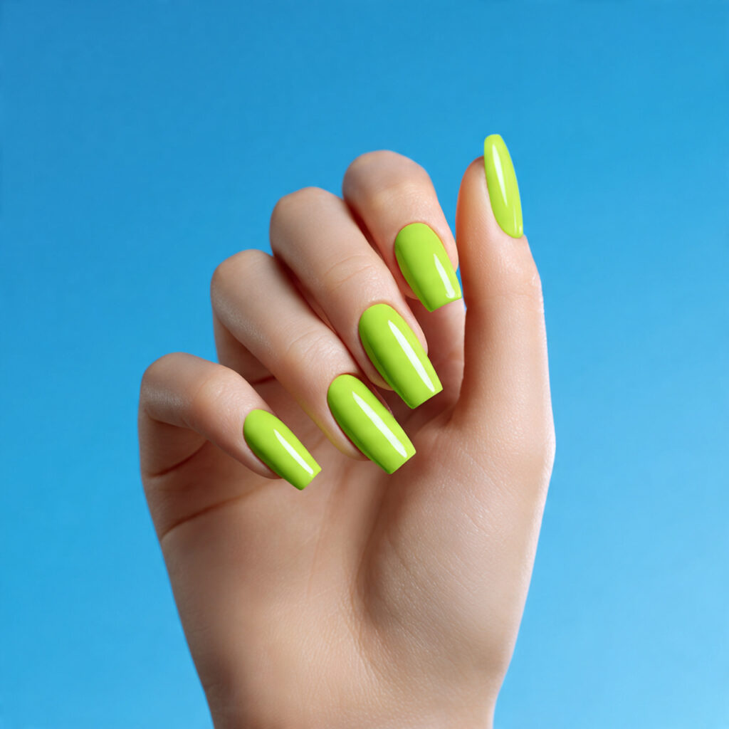 Summer Nails Green: Fresh, Dreamy Looks You’ll Want All Season 4 one hand with attractive lime green acrylic nails 1