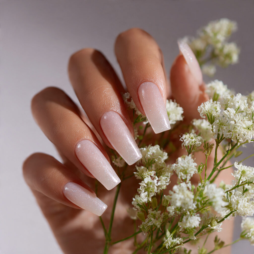 Summer Nails Blooming Gel: Soft, Blended & Dreamy Nail Art You’ll Love 6 one hand with attractive milky white blooming gel