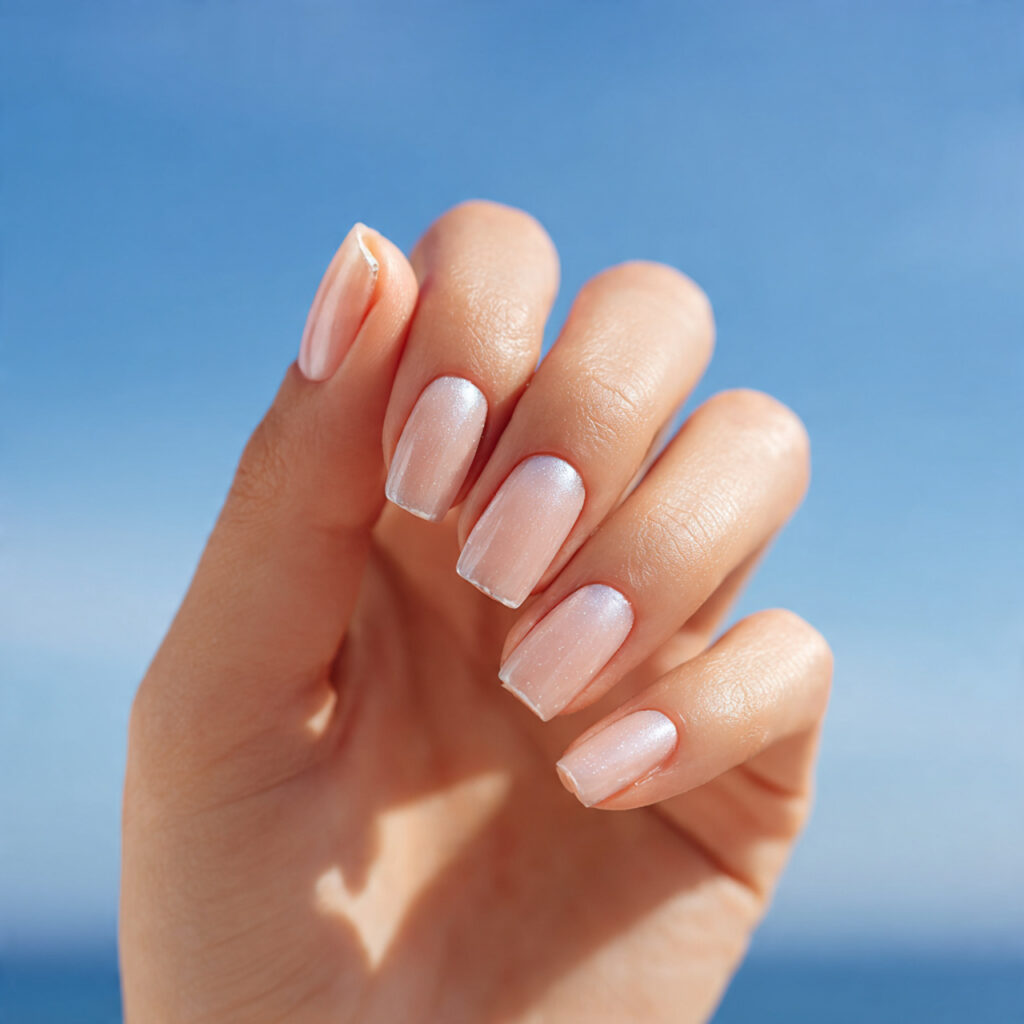Summer Nails 2026 Square: The Chicest Designs You’ll Want to Copy ASAP 8 one hand with attractive milky white chrome square