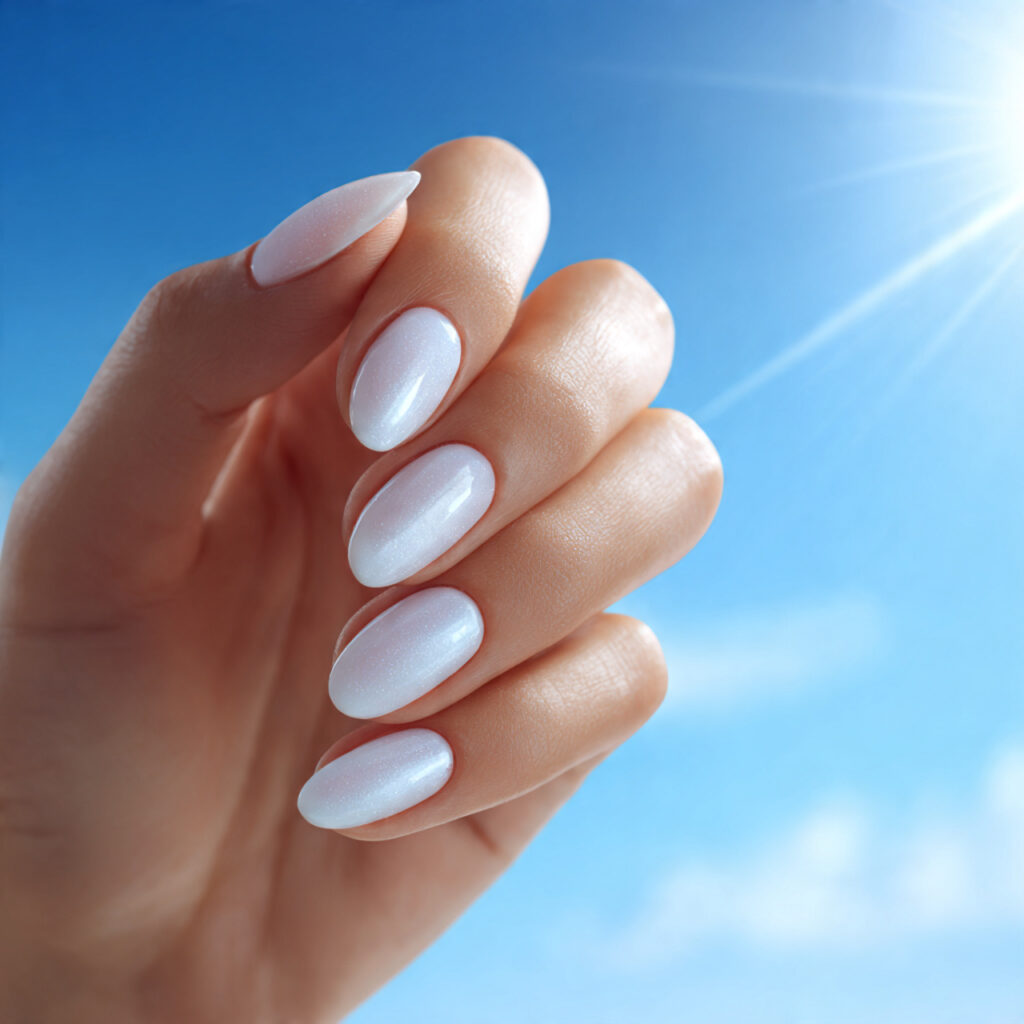 Summer Nails Basic: Soft, Minimal & Beautiful Ideas You’ll Want to Copy 1 one hand with attractive milky white glow nails gl