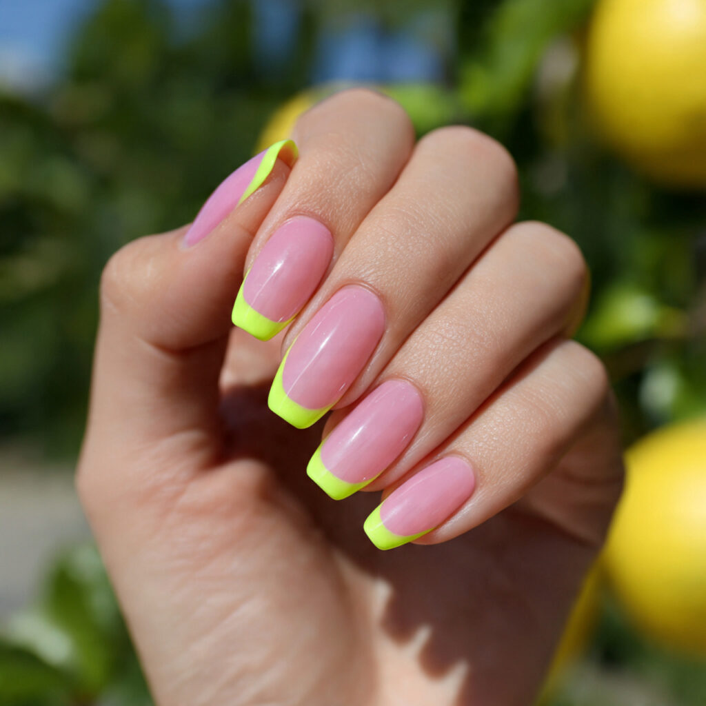 Summer Nails With Designs: 14 Aesthetic Looks You’ll Want to Copy 10 one hand with attractive neon french tip nail desi