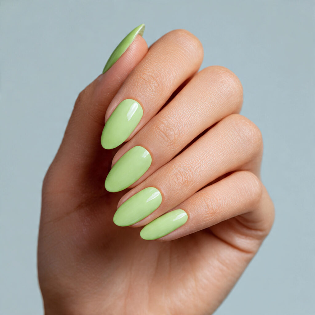 Summer Nails Green: Fresh, Dreamy Looks You’ll Want All Season 3 one hand with attractive pastel green almond shape