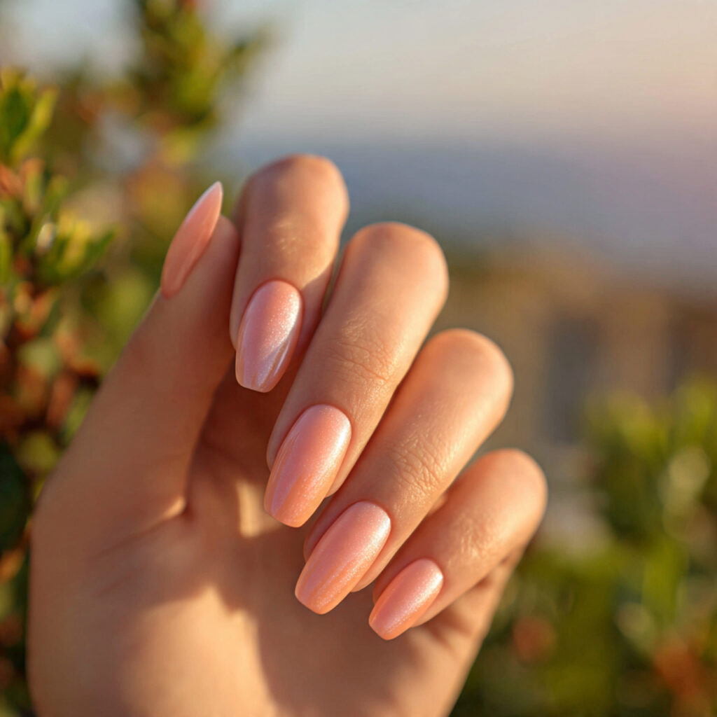 Summer Aura Nails: Dreamy, Glowy Designs You’ll Be Obsessed With 2 one hand with attractive peachy sunset aura nails