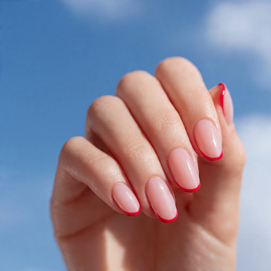 Summer Nails Red: 14 Hot, Dreamy Designs You’ll Want All Season 5 one hand with attractive red french tip minimal na