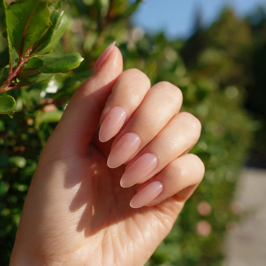Summer Nails Basic: Soft, Minimal & Beautiful Ideas You’ll Want to Copy 4 one hand with attractive sheer glass nails glossy