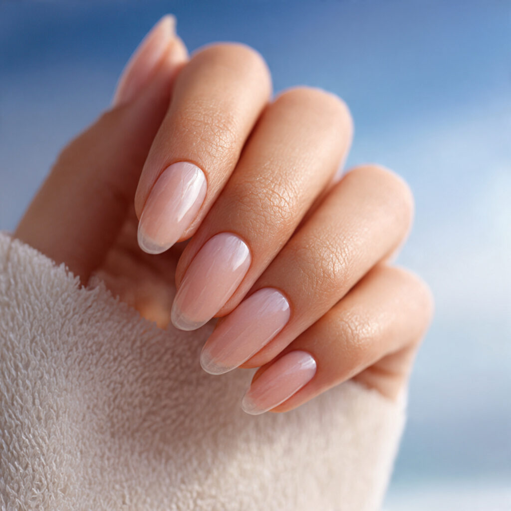 Summer Nails 2026 Simple: Soft, Effortless Looks You’ll Keep Saving 4 one hand with attractive sheer glass nails glossy 1 1