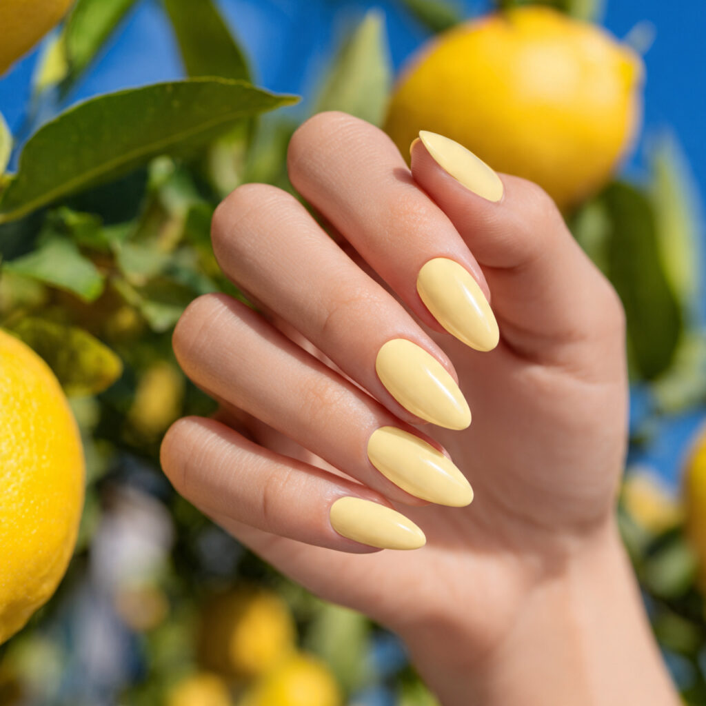 Summer Nails Yellow Pastel: Soft Sunshine for Your Fingertips 2 one hand with attractive sheer lemon gloss nails g