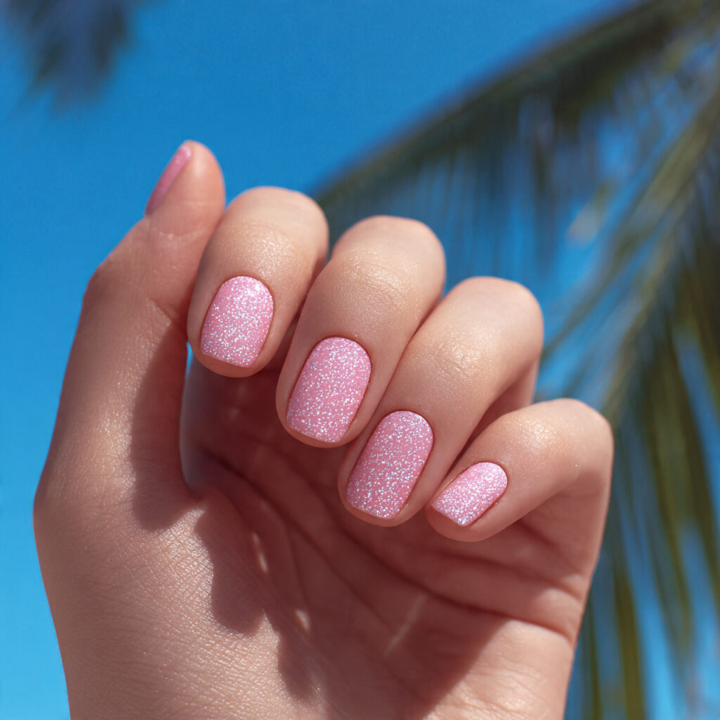 Shellac Nails Summer: Long-Lasting Shine for Your Dreamy Manicure 14 one hand with attractive shellac glitter nails glo