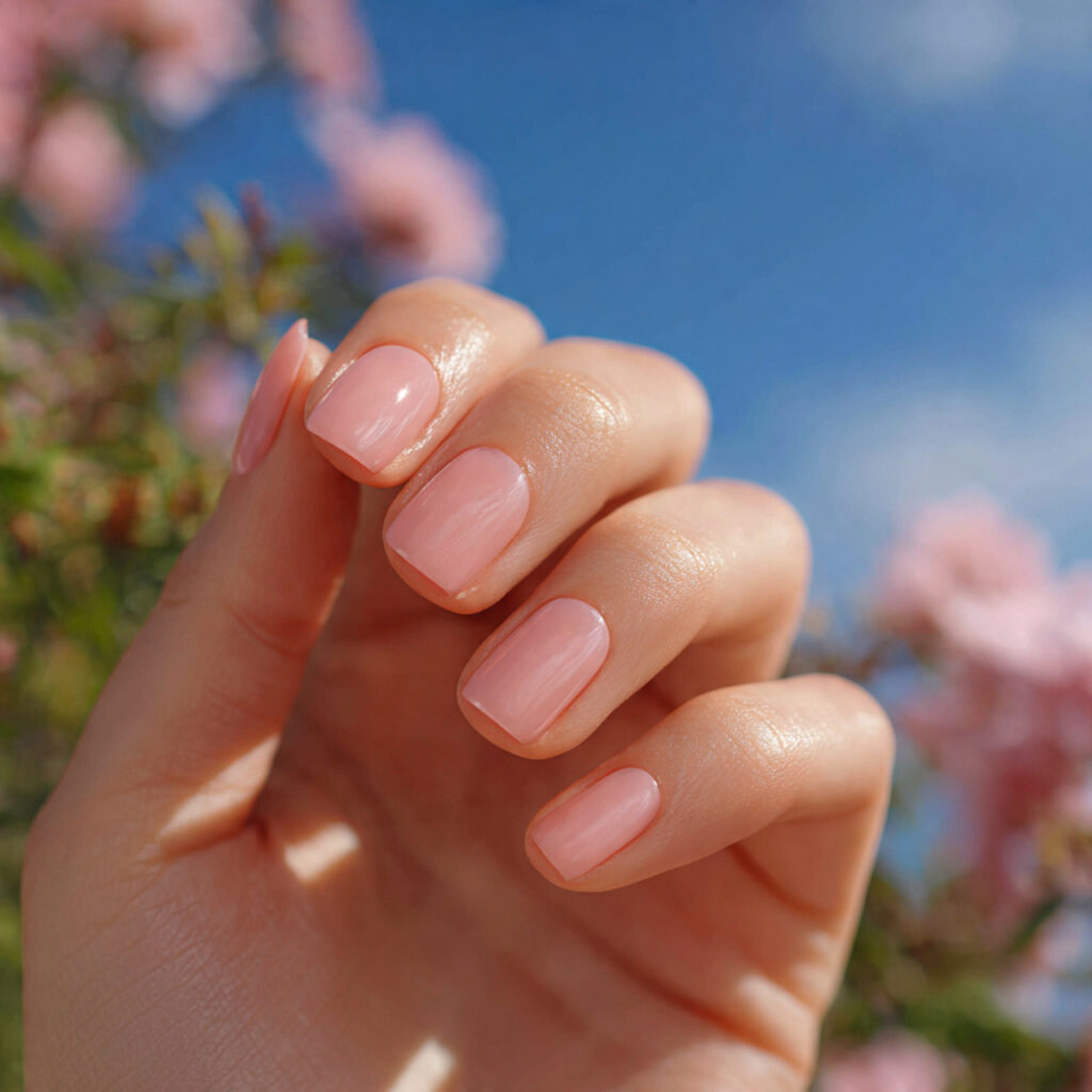 Summer Nails Aesthetic: Soft, Dreamy Looks You’ll Want to Save 4 one hand with attractive soft peach glow nails glo