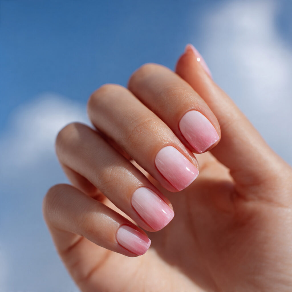 Summer Nails 2026 Short: Cute, Fresh & Effortless Nail Ideas You’ll Obsess Over 12 one hand with attractive soft pink ombre short nai