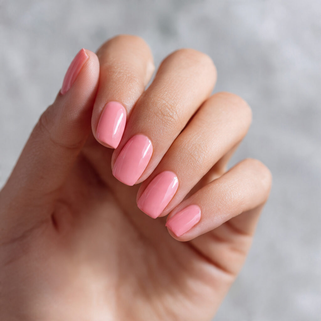 Summer Nails 2026 Short: Cute, Fresh & Effortless Nail Ideas You’ll Obsess Over 2 one hand with attractive strawberry milk pink nail