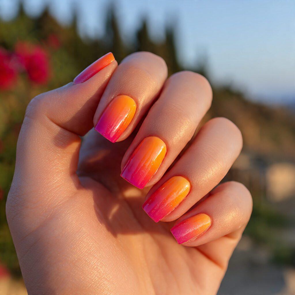 Summer Nails Beach: Ocean-Inspired Looks You’ll Want All Season 10 one hand with attractive sunset gradient nails glo