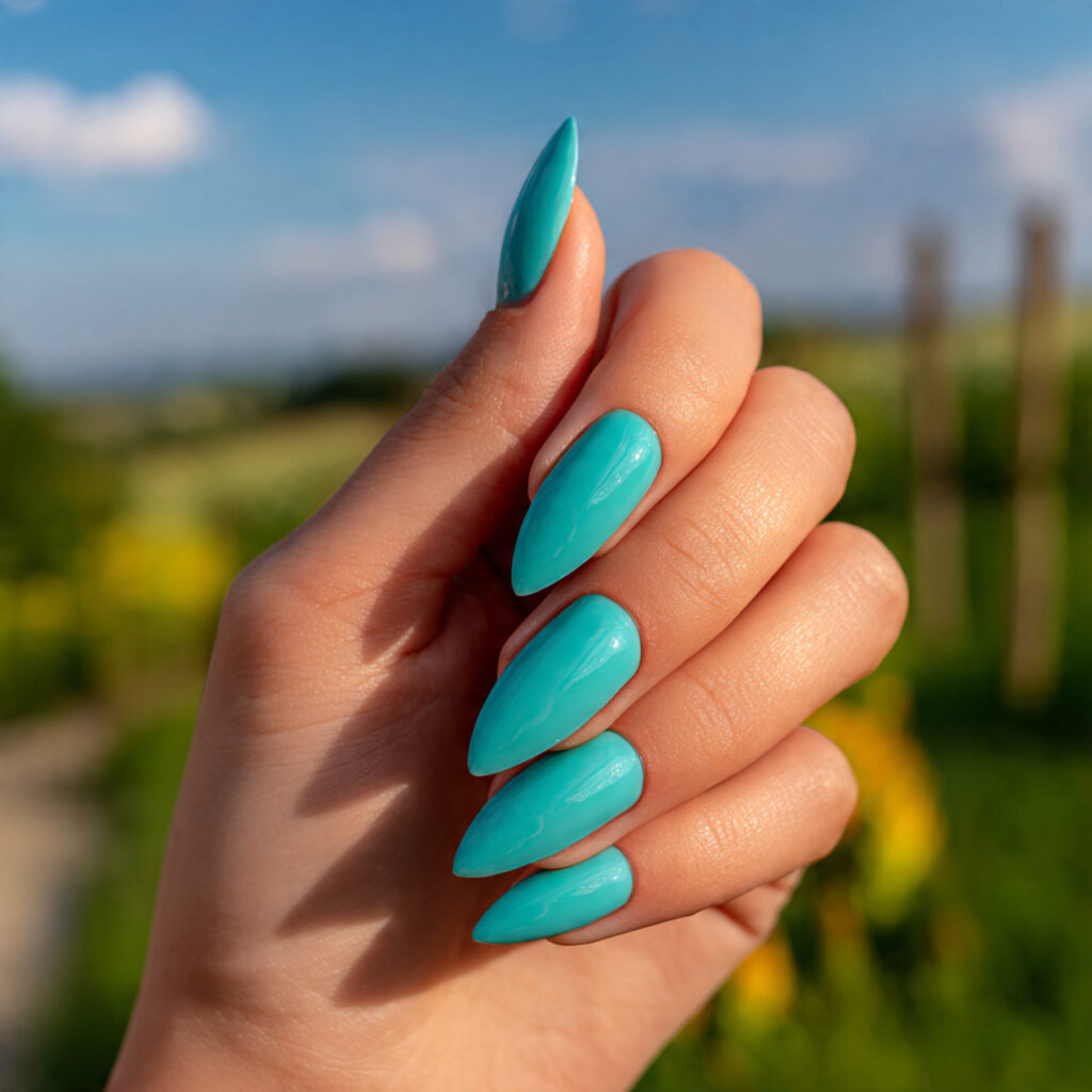 Summer Nails Cat Eye: Magnetic Glow You’ll Be Obsessed With 6 one hand with attractive turquoise cat eye nails g