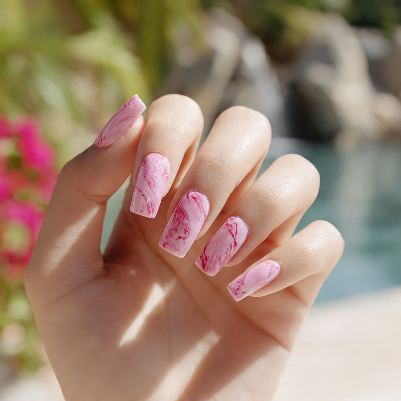 pink nails square
