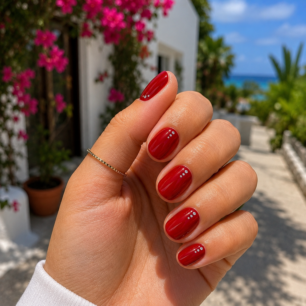 red silver nails