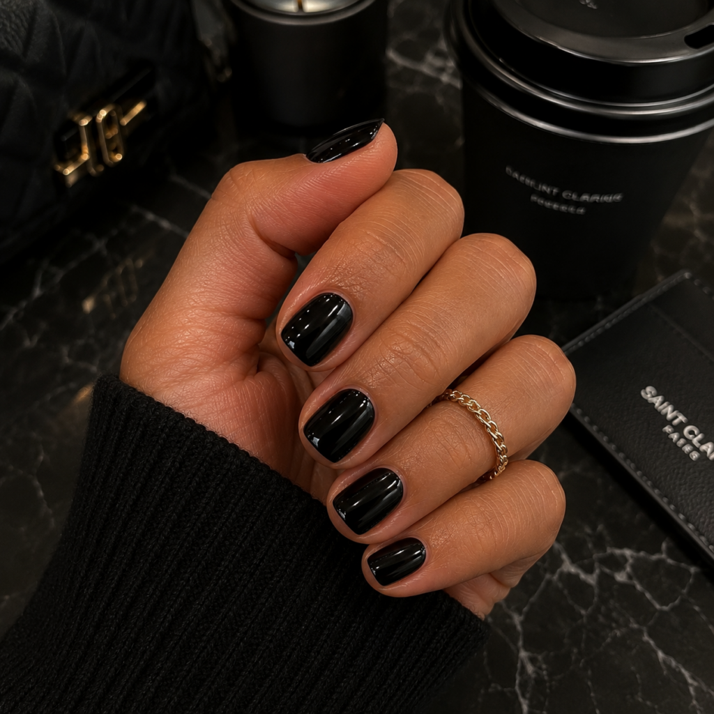 Nail Inspo for Short Nails: Cute, Glossy Ideas You’ll Want to Save Instantly 10 Glossy Black Minimal Nails