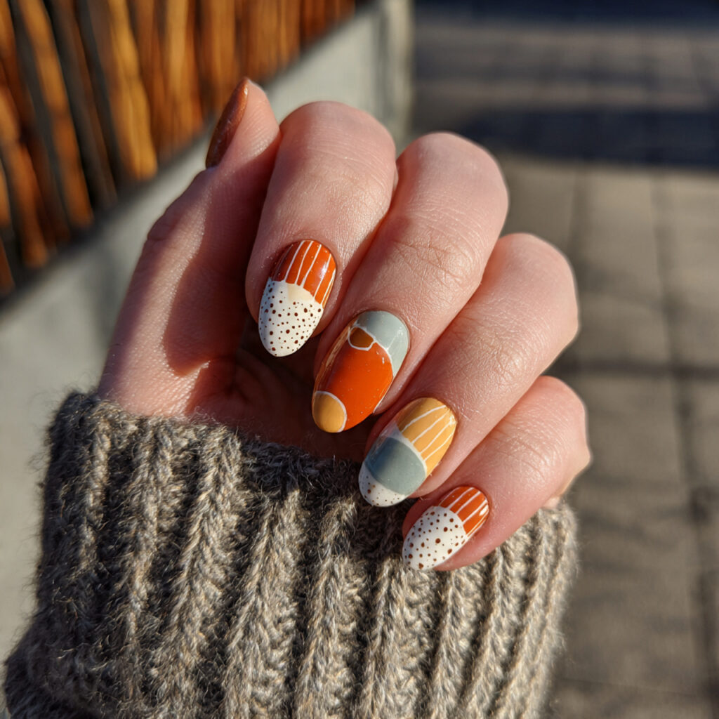 Extra Short Almond Nails: 14 Cute & Aesthetic Ideas You’ll Love 9 attractive abstract minimal almond short nails wit