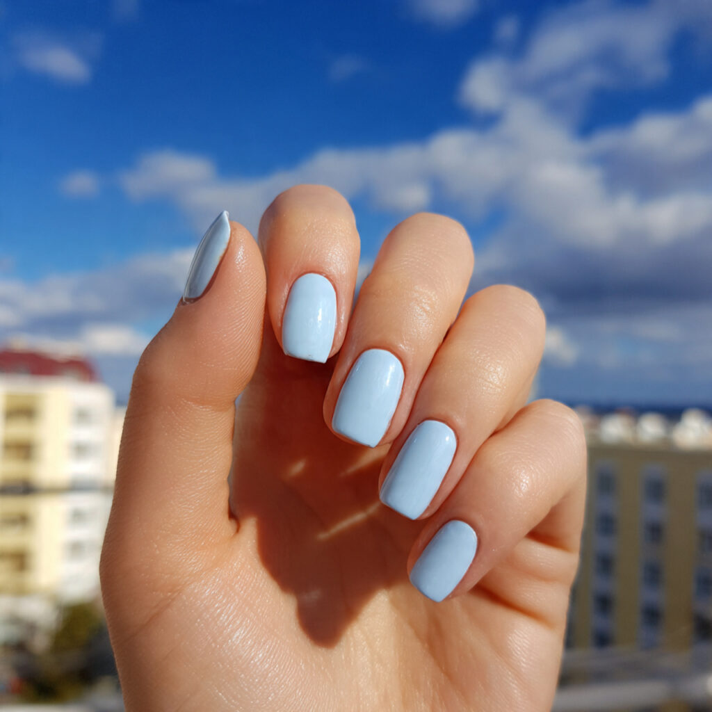 Nail Inspo Square Medium: Chic, Balanced & Aesthetic Ideas You’ll Love 7 attractive baby blue square medium nails with outd