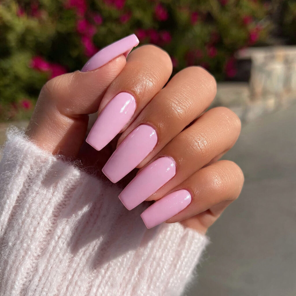 Nail Inspo Ballerina: Elegant, Feminine & Soft Glam Designs 1 attractive baby pink ballerina nails with outdoor