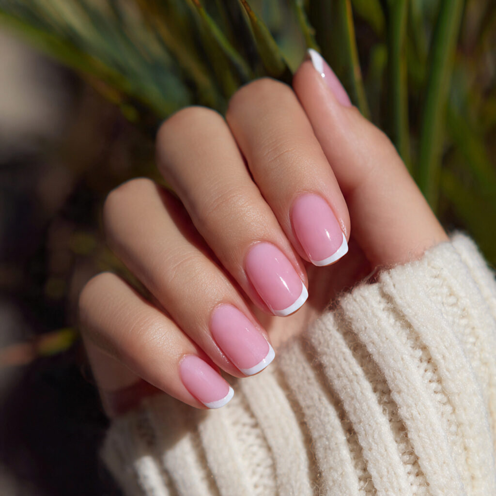 Short Nails French Tip: Clean, Cute & Timelessly Chic 2 attractive baby pink french tip short nails with o