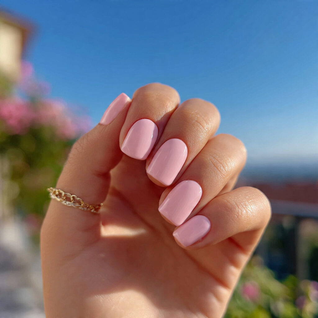 Short Nails Spring: Fresh, Soft & Effortlessly Pretty Ideas 1 attractive baby pink gloss short nails with outdoo 1