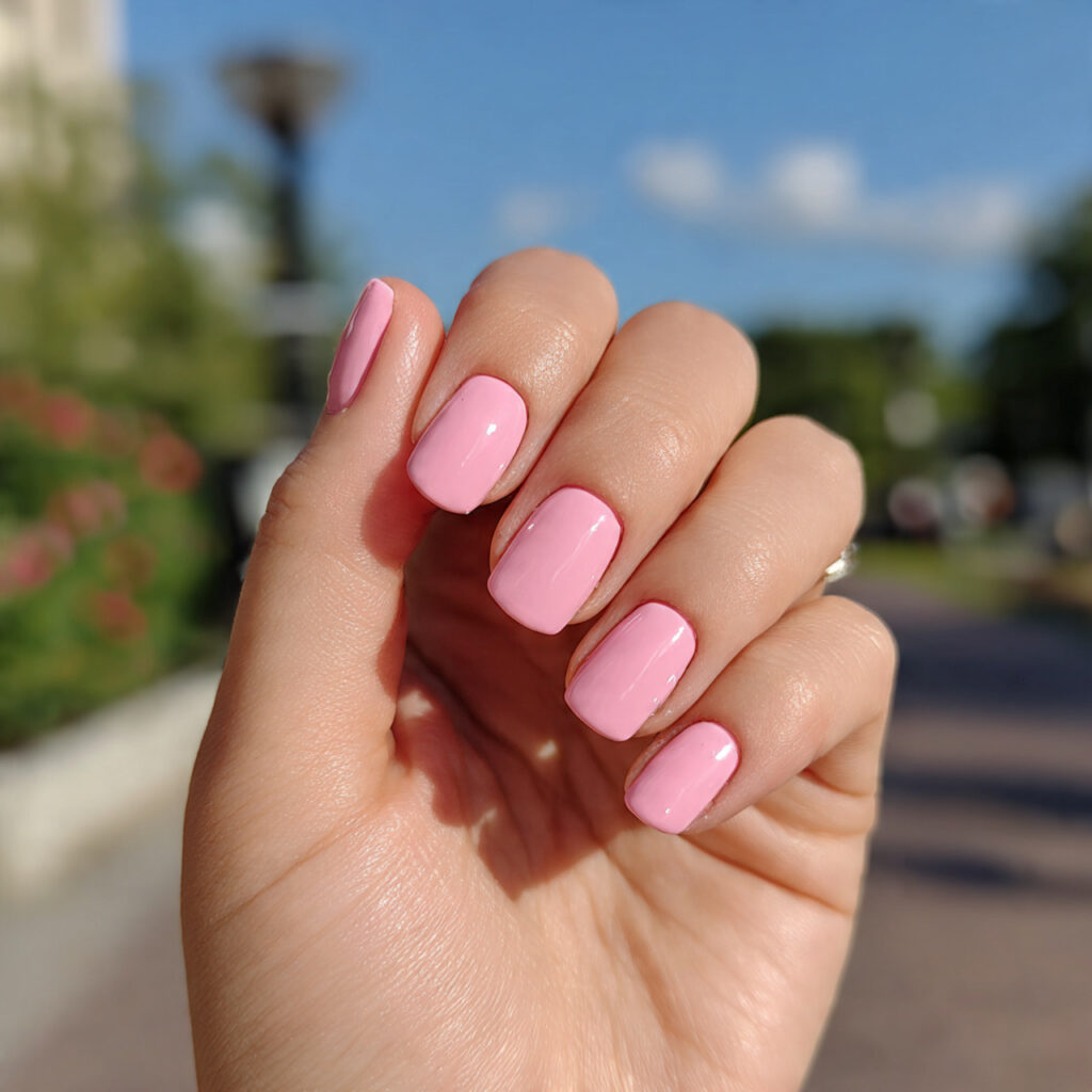 Extra Short Nails: Minimal, Cute & Effortlessly Chic 5 attractive baby pink gloss short nails with outdoo