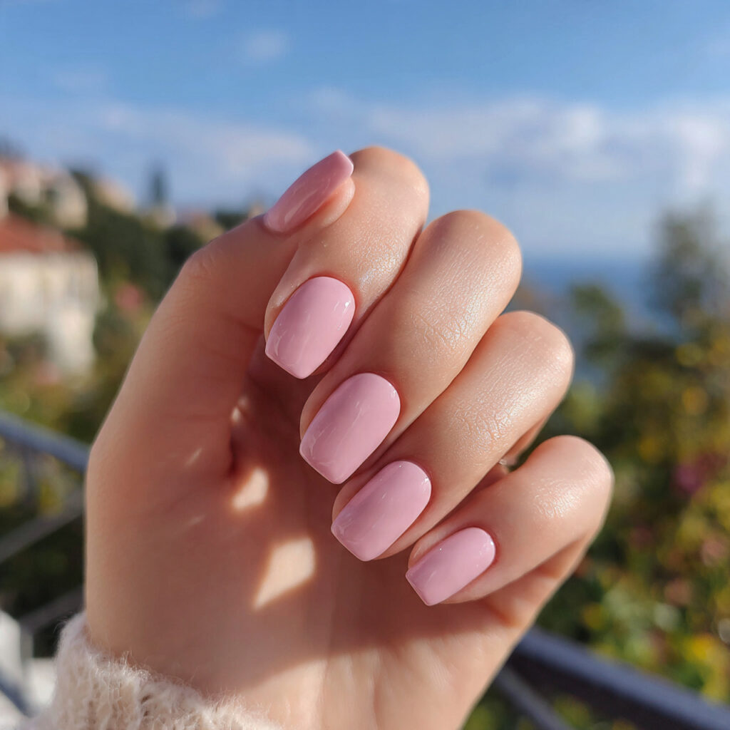 Short Nails Cute: Tiny Designs You’ll Instantly Fall For 1 attractive baby pink gloss short nails with outdoo 2
