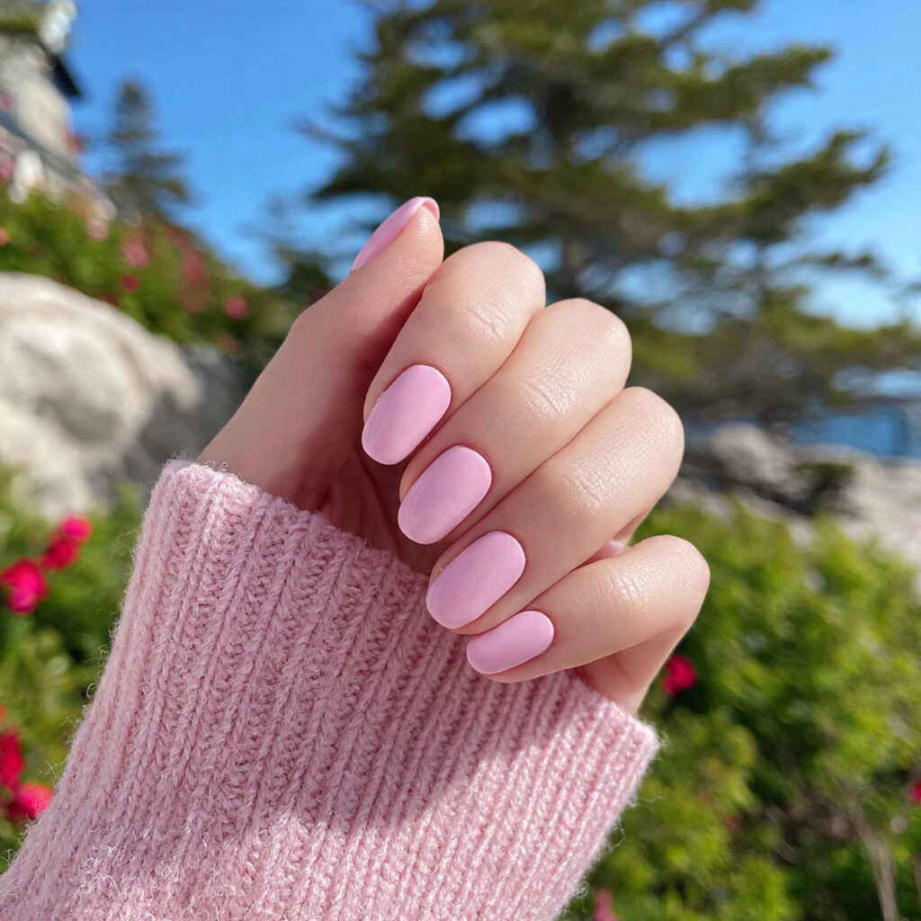 Pink Spring Nails: Soft, Fresh Designs You’ll Want to Save 3 attractive baby pink short nails with outdoor back 4