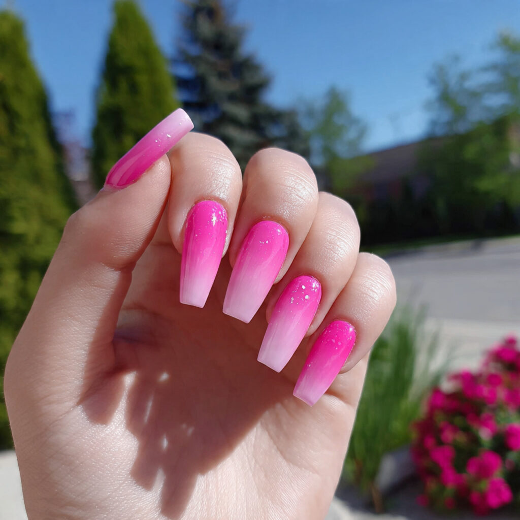 Barbie Pink Nails: The Ultimate Girly Glow-Up 8 attractive barbie pink ombre nails with outdoor ba