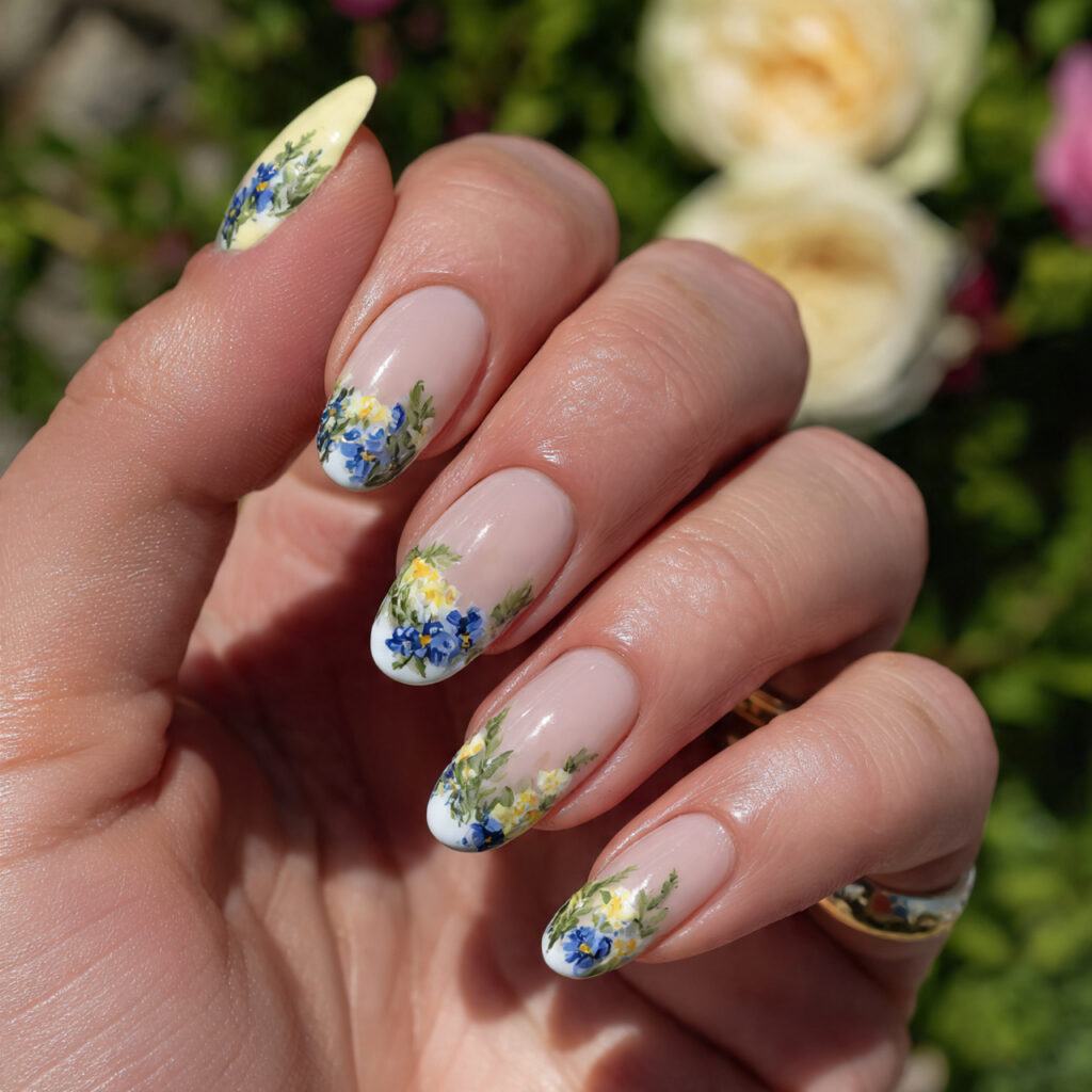 Nail Inspo Flower: The Dreamiest Floral Nail Ideas You’ll Want to Copy 2 attractive base floral french tips with outdoor ba