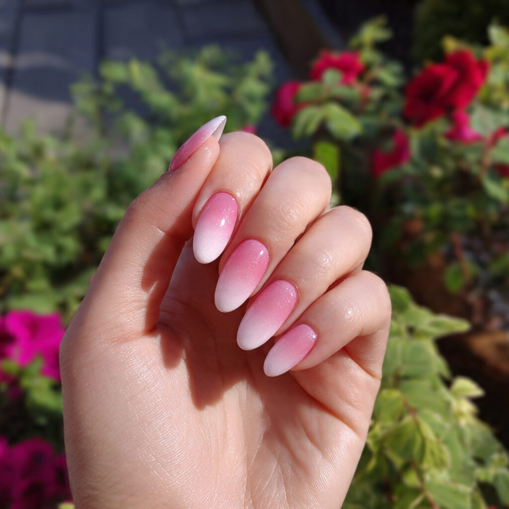 Pink Prom Nails: Dreamy, Glam & Unforgettable Looks for Your Big Night 1 attractive blush pink ombre nails with outdoor bac 1