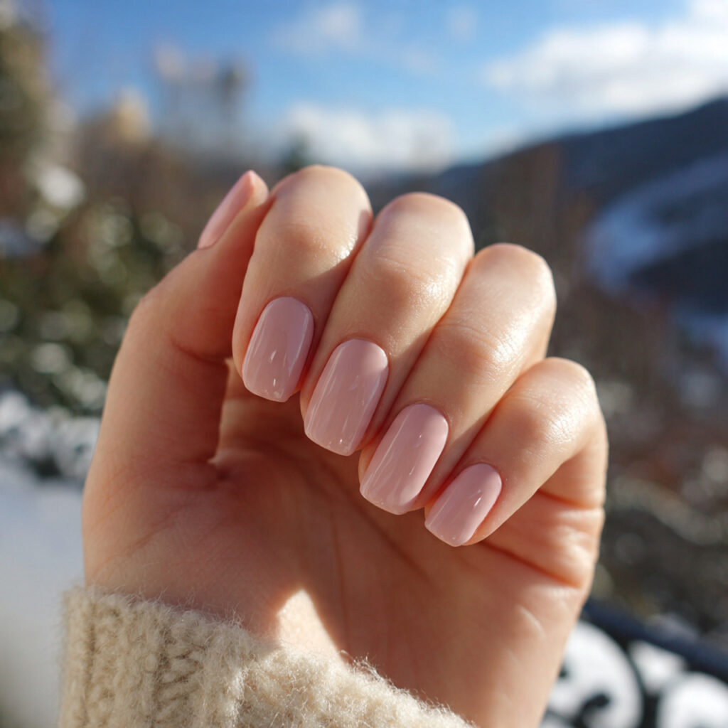 Nail Inspo Plain: Soft, Minimal Looks That Feel Effortlessly Chic 6 attractive blush pink plain nails with outdoor bac